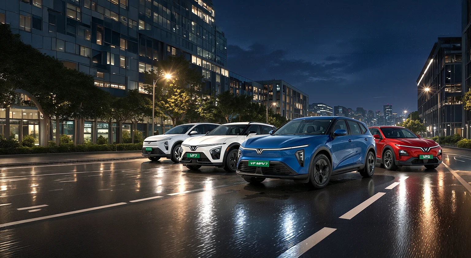 VinFast VF 6, VF 7, VF MPV 7 and Limo Green lineup